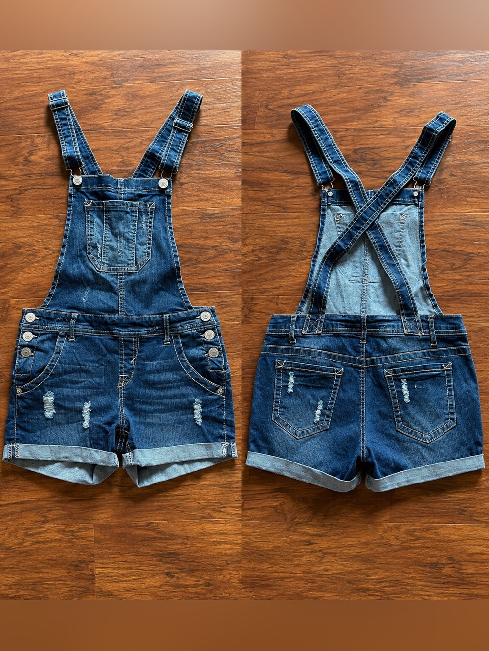 WallFlower distressed denim shortalls,